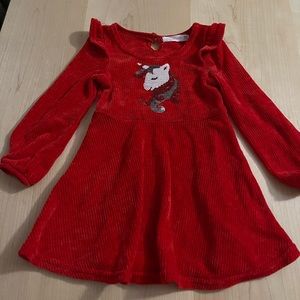 Red Velvet Dress with Sequin Unicorn
